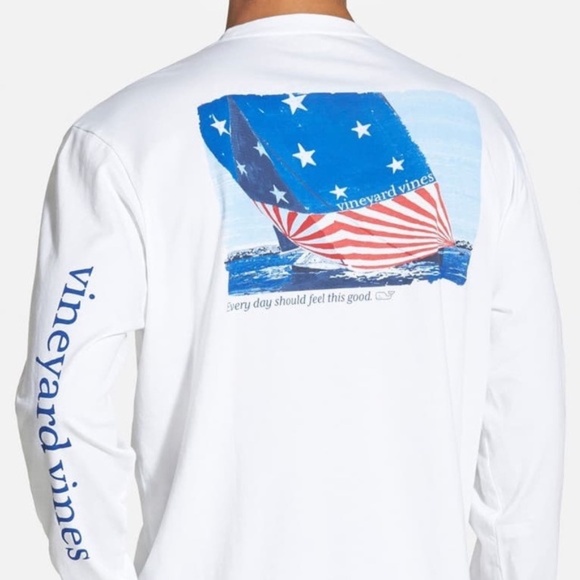 Vineyard Vines Long-Sleeve Pocket Tee Limited Edition Flag Sails Size S - Picture 1 of 10
